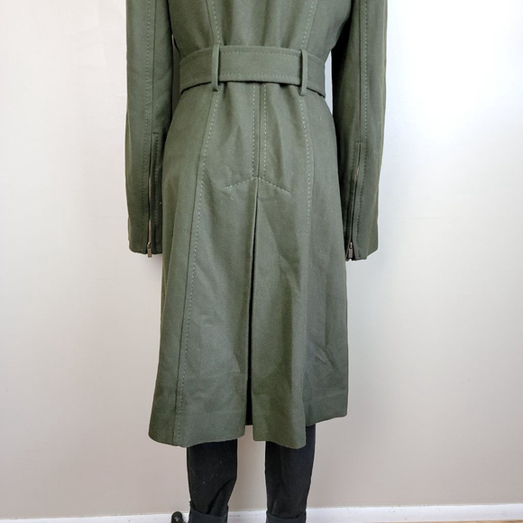 BCBGMaxAzria S Trench Peacoat Wool Cashmere Long Olive Green Coat Jacket BCBG - Picture 8 of 15